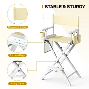 OmySalon 31in Wooden Portable Director Chair Folding Makeup Chair with Storage Pouch