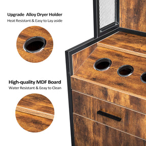 OmySalon HSC-19 Barber Storage Station Cabinet w/1 Drawer 3-Tier Storage Shelf 1 Storage Cabinet 3 Hot Tool Holders