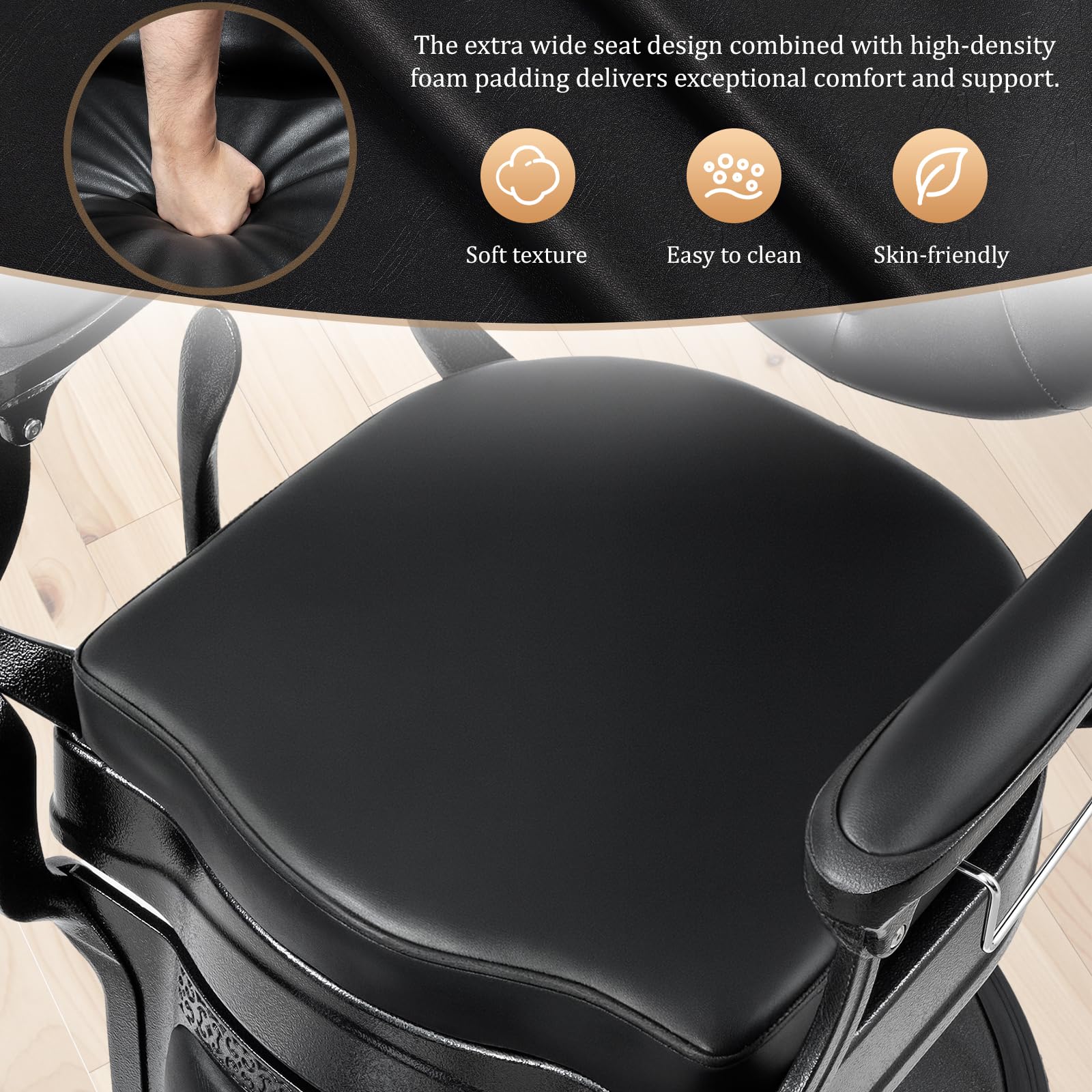 OmySalon BC1604 Retro Heavy Duty Hydraulic Recline Barber Chair