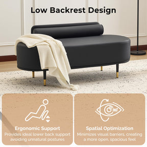 OmySalon WRB1601 53.5in Faux Leather Waiting Room Reception Bench Chair with Low Back