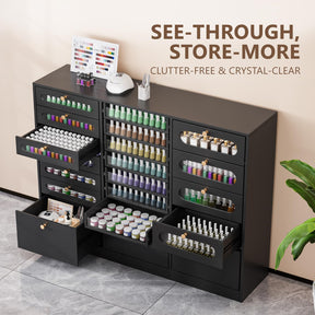 OmySalon Floor-Standing Nail Polish & Powder Organizer Cabinet with Drawers