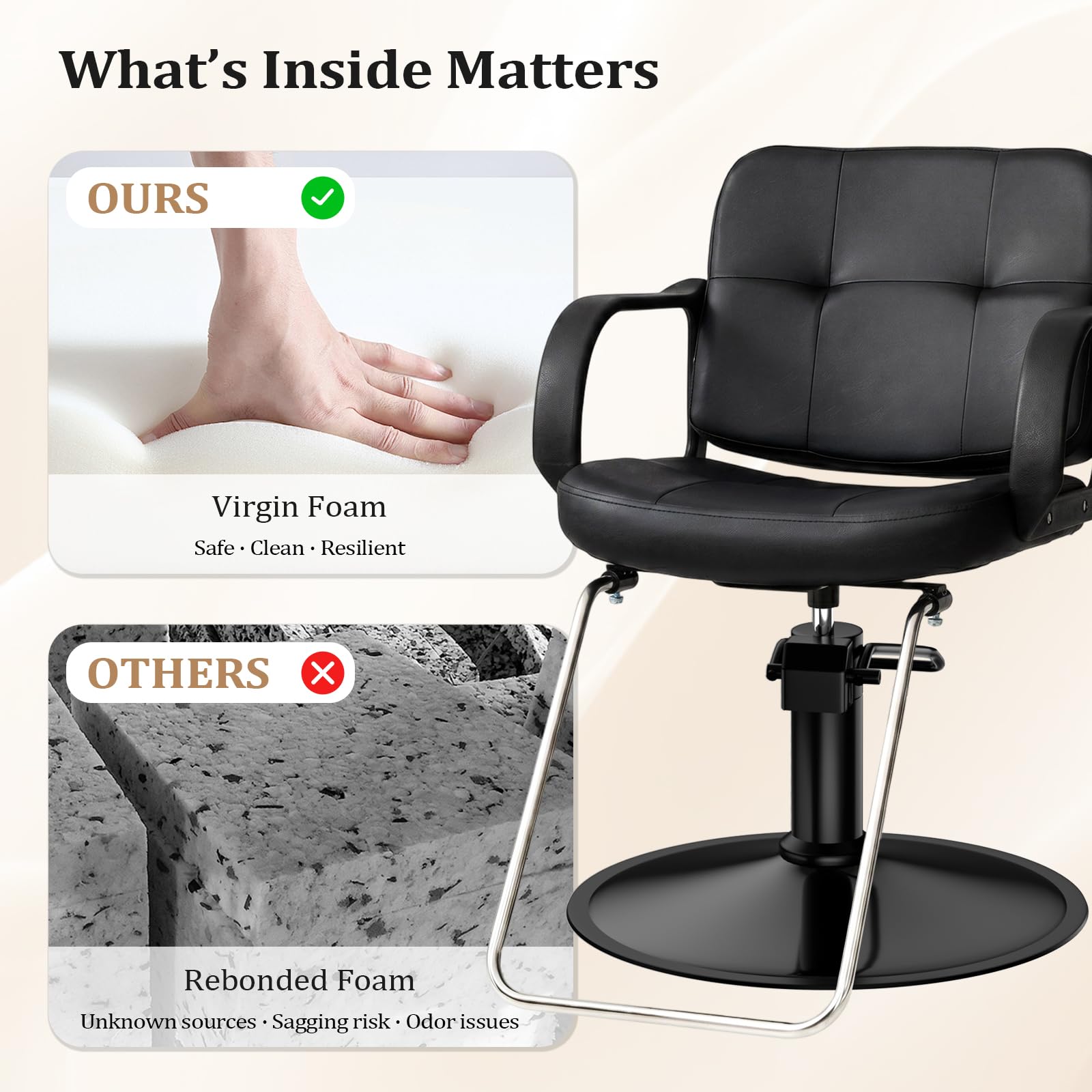 OmySalon SC1601 Hydraulic Adjustable Height 360° Swivel Styling Chair