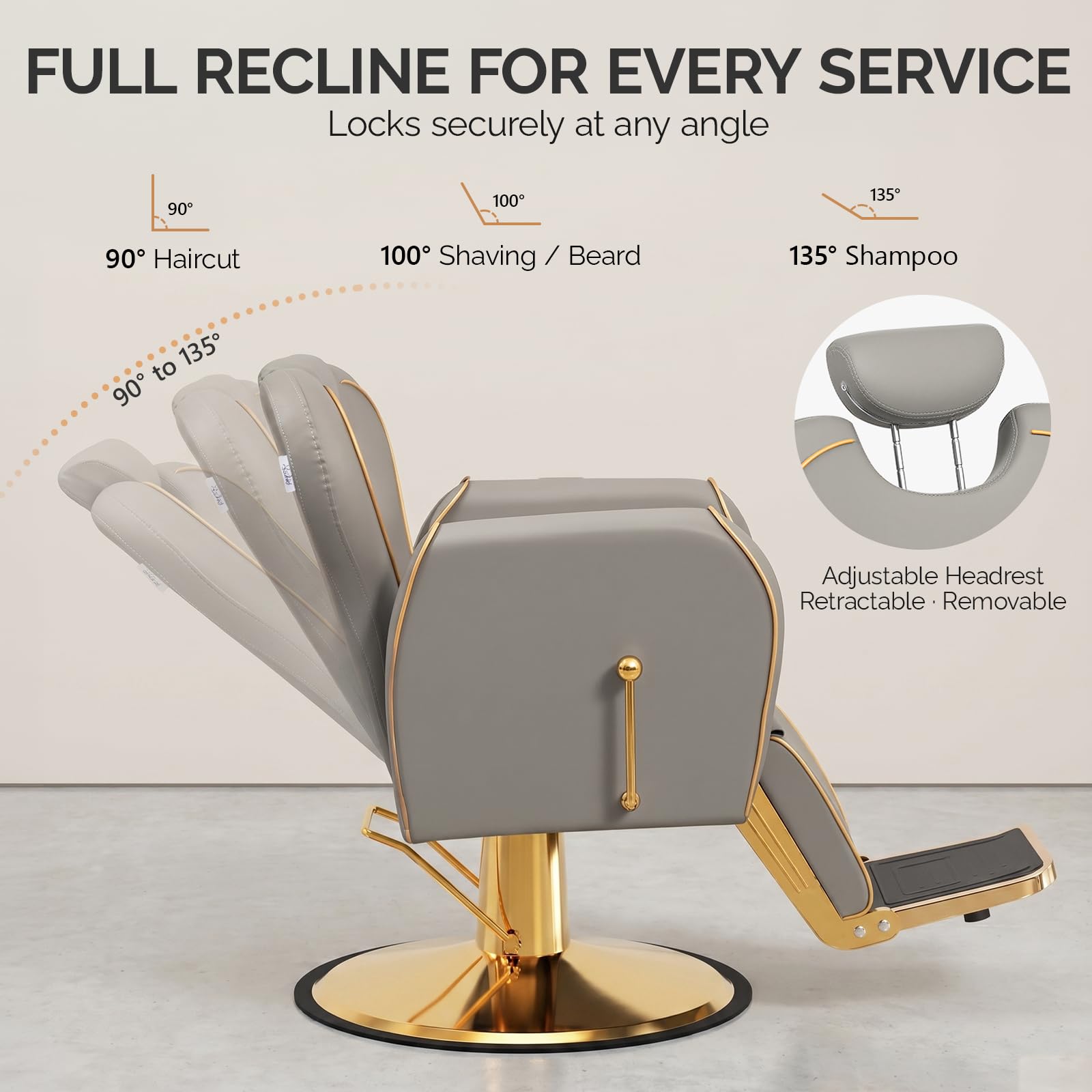 OmySalon BC1701 Heavy Duty Hydraulic Reclining 360° Swivel Barber Chair
