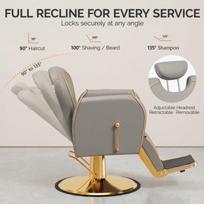 OmySalon BC1701 Heavy Duty Hydraulic Reclining 360° Swivel Barber Chair