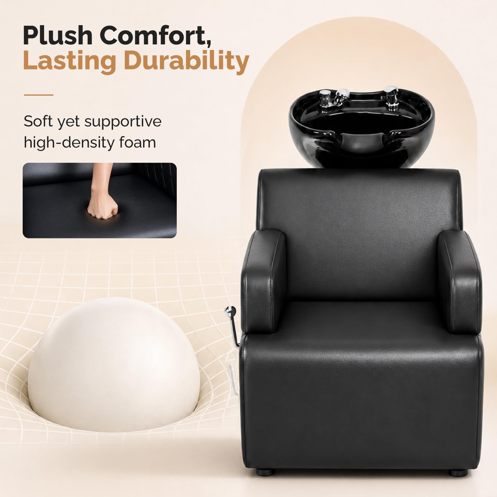OmySalon BU2801 Salon Shampoo Bowl and Chair Backwash Unit with Large Ceramic Sink