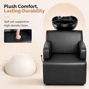 OmySalon BU2801 Salon Shampoo Bowl and Chair Backwash Unit with Large Ceramic Sink