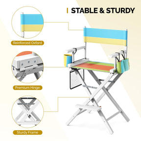 OmySalon 26in Wooden Portable Director Chair Folding Makeup Chair with Storage Pouch