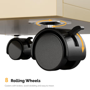 Omysalon MT-DC Nail Manicure Table w/Electric Dust Collector & Wrist Rest & 2 Open Spaces 1 Side Cabinet 4 Drawers