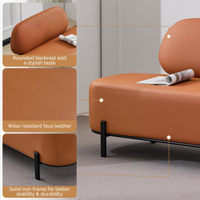 OmySalon WRB1801 55.1in Faux Leather Upholstered Waiting Room Reception Bench Chair with Backrest