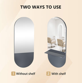 OmySalon SMC Large Oval Wall Mounted Full Body Mirror with Removable Shelf