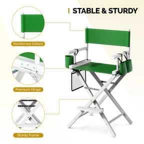 OmySalon 26in Wooden Portable Director Chair Folding Makeup Chair with Storage Pouch