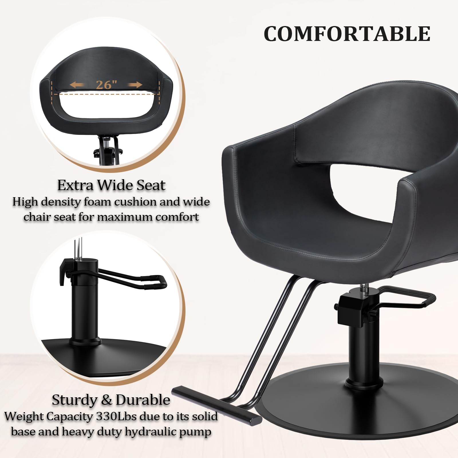 OmySalon SC3202 Heavy Duty 360°Swivel Hydraulic Styling Chair