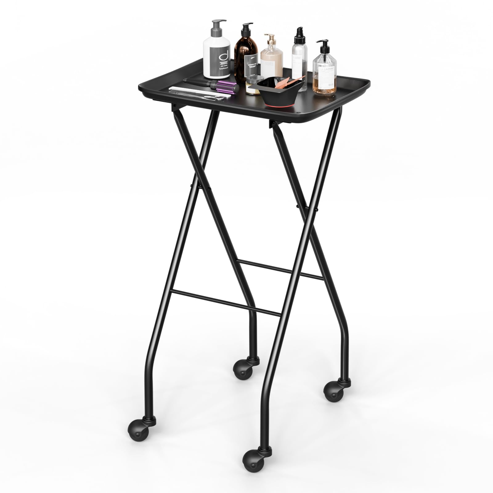 OmySalon ST1401 Foldable Rolling Salon Tray Trolley Cart on Wheels
