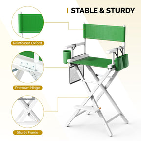 OmySalon 31in Wooden Portable Director Chair Folding Makeup Chair with Storage Pouch