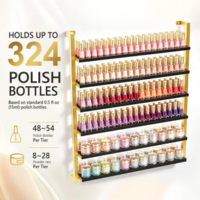 OmySalon 6-Tier Wall Mount Nail Polish Display Rack with Metal Frame