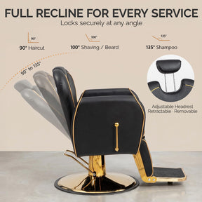 OmySalon BC1701 Heavy Duty Hydraulic Reclining 360° Swivel Barber Chair