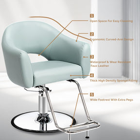 OmySalon SC3001 Modern Heavy Duty Hydraulic Swivel Hair Stylist Salon Chair w/Thickened Curved Backrest