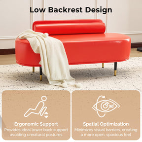 OmySalon WRB1601 53.5in Faux Leather Waiting Room Reception Bench Chair with Low Back