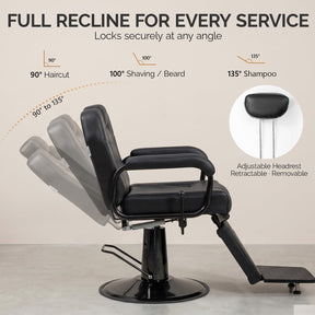 OmySalon SC4101 All Purpose Heavy Duty Hydraulic Reclining 360° Swivel Salon Chair