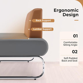 OmySalon WRB2001 Modern 59in Faux Leather Waiting Room Reception Bench Chair with Backrest