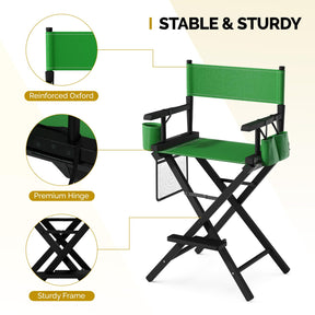 OmySalon 26in Wooden Portable Director Chair Folding Makeup Chair with Storage Pouch