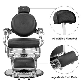 OmySalon PH439 Vintage Style Heavy Duty Hydraulic Recline Barber Chair