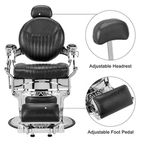 OmySalon PH441 Vintage Style Heavy Duty Hydraulic Recline Barber Chair