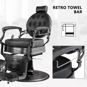 OmySalon BC1601 Vintage Style Heavy Duty Hydraulic Recline Barber Chair