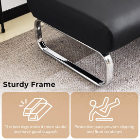 OmySalon WRB2001 Modern 59in Faux Leather Waiting Room Reception Bench Chair with Backrest