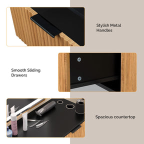 OmySalon WMSCTD Modern Retro Wall Mount Salon Styling Station with 2 Drawers 3 Heat-Resistant Tool Holders