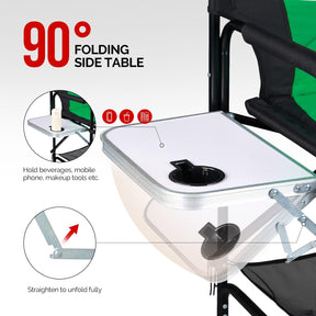OmySalon Portable Folding Director Chair Makeup Artist Chair with Side Table 22in/26in/30in