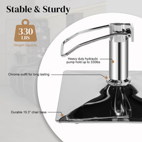 OmySalon SC2801 Modern Heavy Duty Hydraulic Swivel Hair Stylist Salon Chair with Curved Armrests