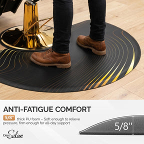 OmySalon 3' x 5' Semi-Circle Anti-Fatigue Salon Mat with Round Cutout 5/8" Thick