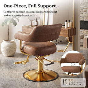 OmySalon SC3301 Heavy-Duty Hydraulic Styling Chair with Open Back & Gold Footrest