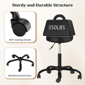 OmySalon 360° Swivel Heart-Shaped Hydraulic Rolling Salon Stool with Wheels