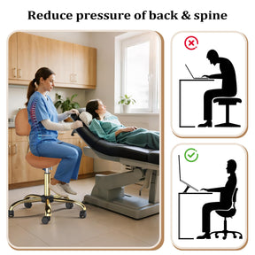 OmySalon Hydraulic Adjustable Rolling Saddle Stool with Back Support
