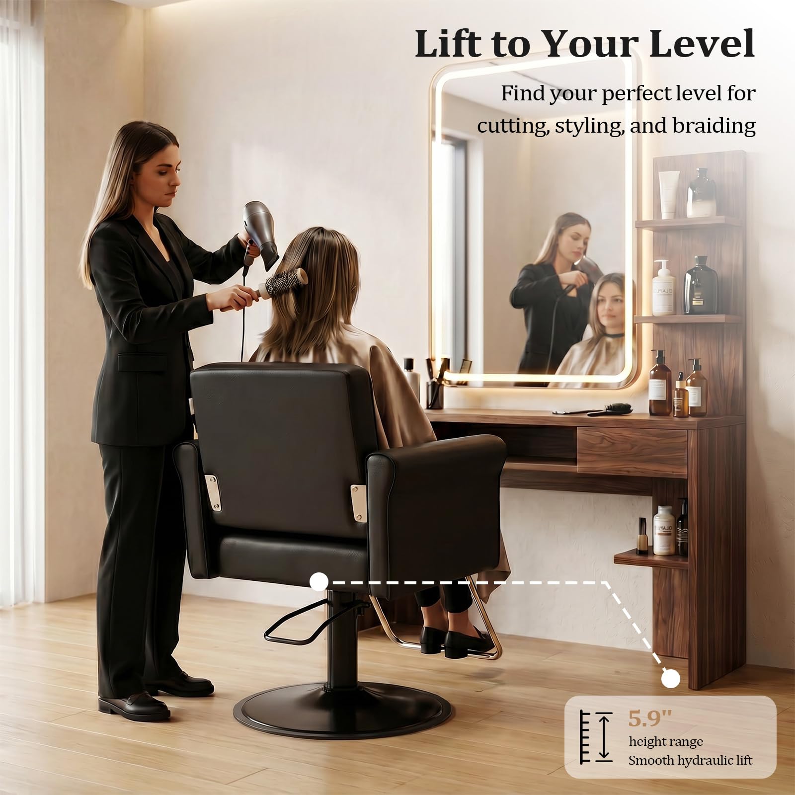 OmySalon SC2003 Heavy Duty 360° Swivel Hydraulic Salon Chair