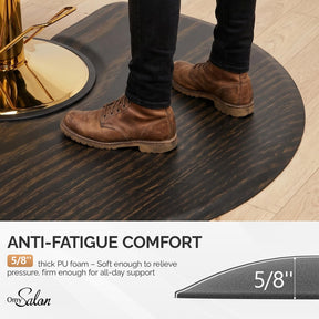 OmySalon 3' x 5' Semi-Circle Anti-Fatigue Salon Mat with Round Cutout 5/8" Thick