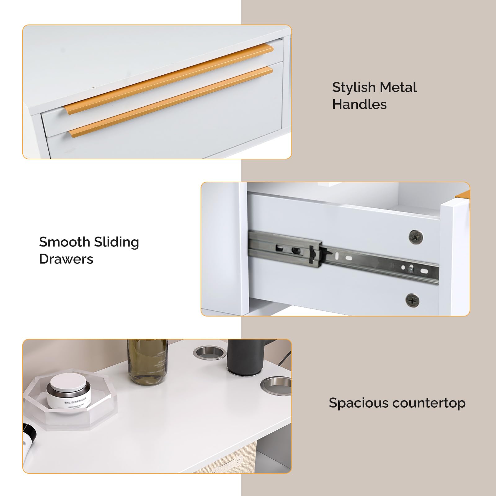 OmySalon WMSCOD Wall Mount Salon Styling Station with 2 Drawers 1 Open Shelf 3 Heat Resistant Dryer Holders