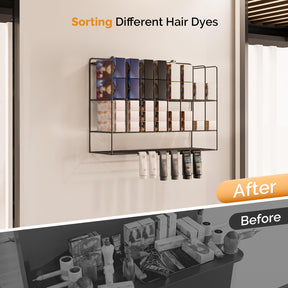 OmySalon HCRMT Wall Mounted 2 Tiers Metal Hair Color Tube Organizer Storage Rack