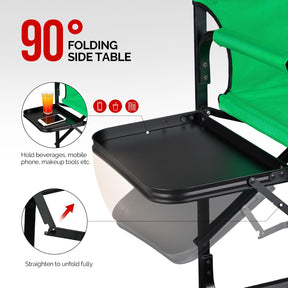Omysalon 30in Portable Folding Director Chair with Collapsible Side Table