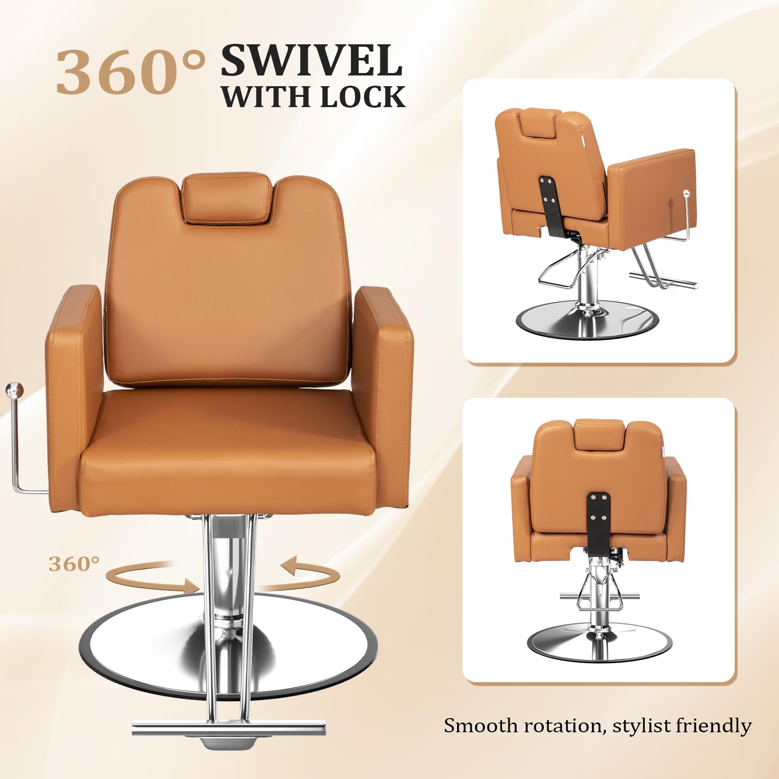 OmySalon SC2311 All Purpose 360° Swivel Hydraulic Reclining Salon Chair w/Headrest
