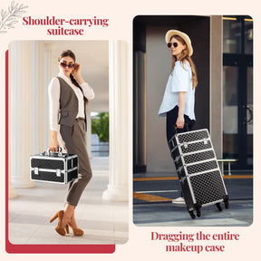 OmySalon 4-in-1 Aluminum Lockable Rolling Makeup Train Case