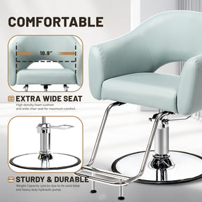 OmySalon SC3001 Modern Heavy Duty Hydraulic Swivel Hair Stylist Salon Chair w/Thickened Curved Backrest