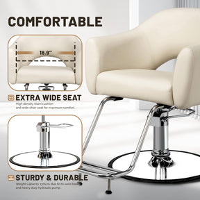 OmySalon SC3001 Modern Heavy Duty Hydraulic Swivel Hair Stylist Salon Chair w/Thickened Curved Backrest