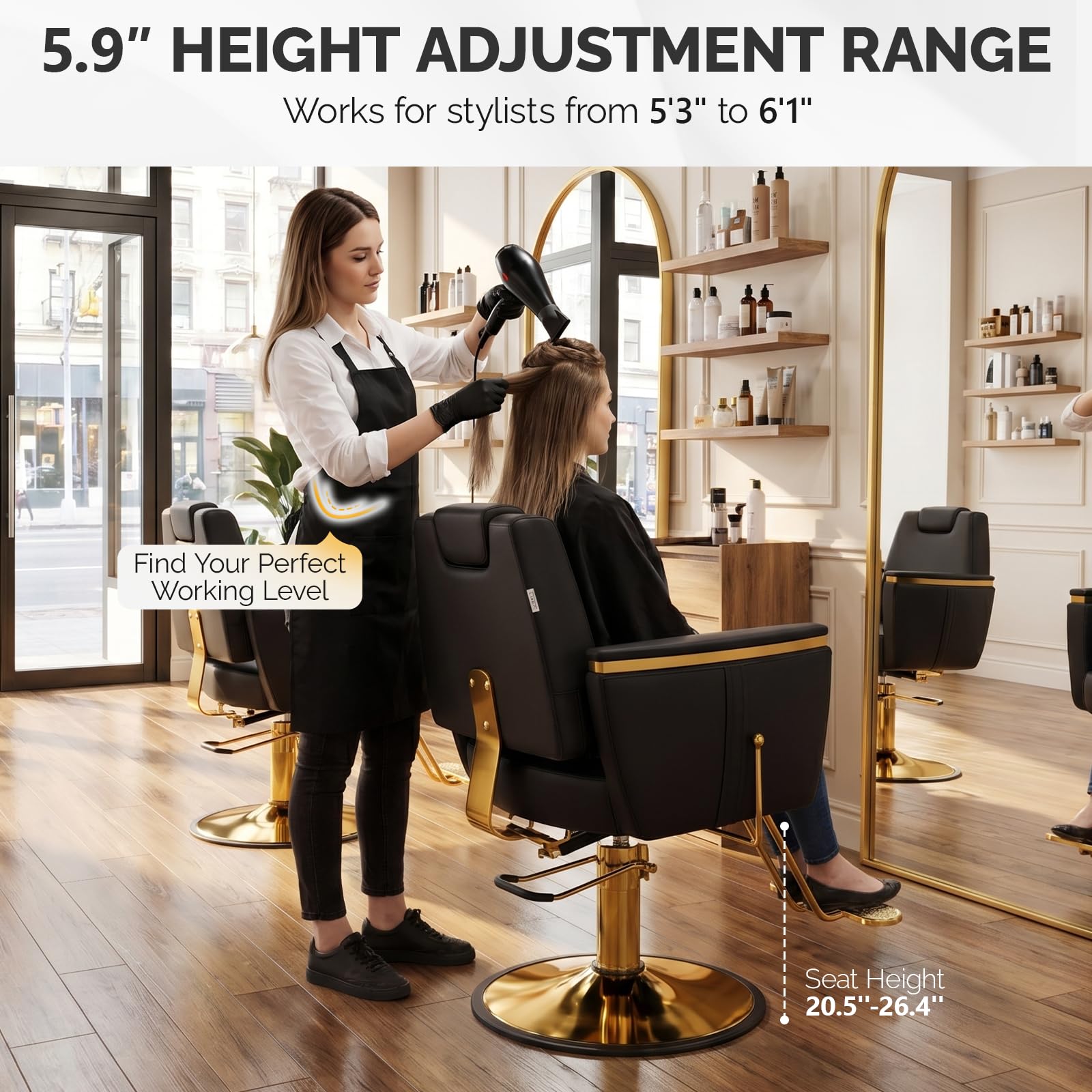 OmySalon SC3801 All Purpose Heavy Duty Hydraulic Reclining Salon Chair with Headrest