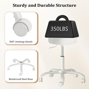 OmySalon 360° Swivel Heart-Shaped Hydraulic Rolling Salon Stool with Wheels