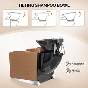 OmySalon BU1221 Salon Shampoo Backwash Chair Unit with Ceramic Shampoo Bowl & Adjustable Footrest