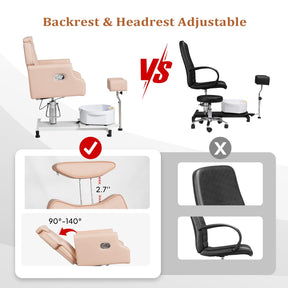 OmySalon PCM-WB 360° Rotation Hydraulic Pedicure Chair with Bubble Massage Foot Bath & Rolling Stool