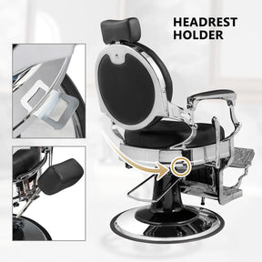 OmySalon BC1602 Vintage Style Heavy Duty Hydraulic Recline Barber Chair